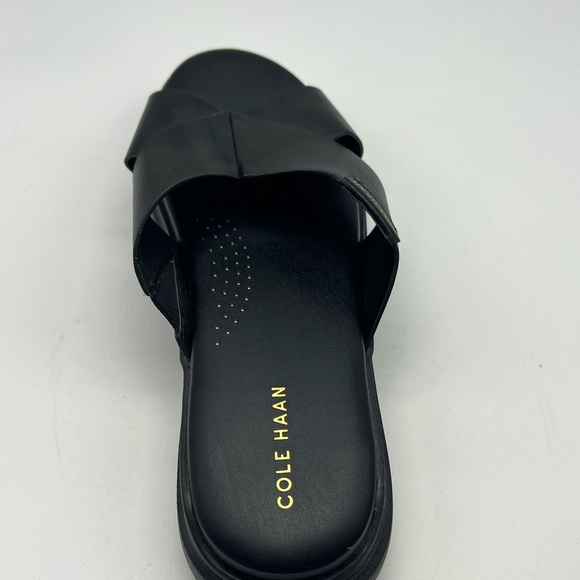 Cole Haan - Grandpro Rally Criss Cross Slide Black Leather Sandal Size 9 - Picture 6 of 15
